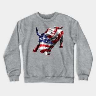 Wall Street Bull with American Flag Overlay Crewneck Sweatshirt